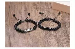 Vnox Pulseras de urna con cuentas de piedra de lava informales para hombres para cenizas, joyería conmemorativa de recuerdo de cremación de tubo hueco, longitud ajustable - Eleganzie