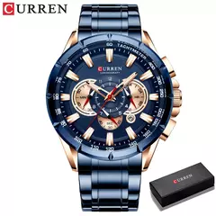 CURREN, nuevo reloj deportivo informal con cronógrafo para hombre, reloj de pulsera con banda de acero inoxidable, reloj de cuarzo con esfera grande y punteros luminosos - tienda en línea