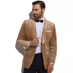 Lo último en chaqueta de esmoquin de terciopelo Camel, chaqueta de terciopelo de Color dorado ajustada hecha a medida para hombre, chaquetas de terciopelo para boda a medida para hombre - online store