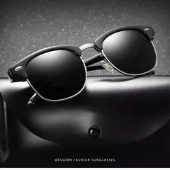 Gafas de sol polarizadas clásicas de medio marco para hombres y mujeres, gafas de sol pequeñas con remaches Retro, gafas de sol populares negras antideslumbrantes para viajar