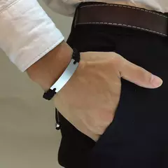 Imagen de Vnox-pulsera de cadena de cuerda trenzada para hombre, brazalete con nombre personalizado, fecha, cita inicial, grabado personalizado, longitud ajustable