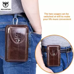 BULLCAPTAIN-Bolso de cintura con cinturón de cuero para hombre, riñonera militar Molle, dinero pequeño, paquete de cintura para teléfono, bolsa para riñonera en internet