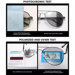 Gafas de sol fotocromáticas de aviación a la moda para hombres y mujeres, gafas de sol polarizadas camaleón para piloto, gafas de sol antideslumbrantes para conducir UV400 - comprar en línea