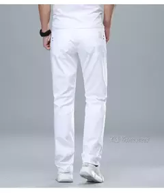 Pantalones vaqueros blancos de corte Regular para hombre de estilo clásico, pantalones vaqueros de algodón elásticos avanzados a la moda de negocios, pantalones de marca para hombre
