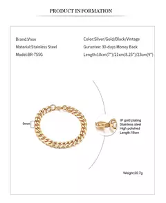 Vnox Basic 3/5/7/9/11mm ancho Curb pulseras de cadena de eslabones cubanos para hombres, joyería de mujer, regalos de pulsera de acero inoxidable antialérgico en internet