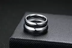 Vnox Anillos de boda de tungsteno antiarañazos para mujeres y hombres, alianzas de boda clásicas simples para parejas, joyería básica - Eleganzie