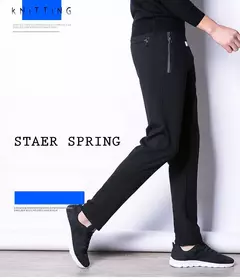 MRMT 2024 nuevos pantalones de primavera y otoño para hombre, pantalones de ocio de algodón de Color puro para hombre, pantalones elásticos con cremallera y bolsillo on internet