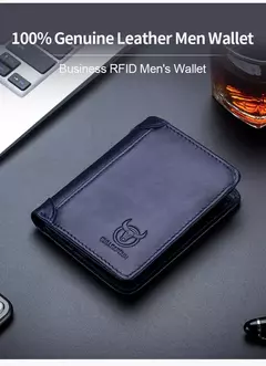 BULLCAPTAIN, nueva cartera de cuero genuino para hombre, Mini tarjetero pequeño, monedero para hombre, cartera RFID de bolsillo, moneda de alta calidad - Eleganzie