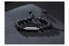 Imagen de Vnox Pulseras de urna con cuentas de piedra de lava informales para hombres para cenizas, joyería conmemorativa de recuerdo de cremación de tubo hueco, longitud ajustable