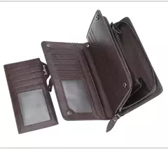 Baellerry-billetera larga a la moda para hombre, tarjetero con cremallera, monedero de cuero, monedero sólido, monedero masculino de alta calidad, 2024 - comprar en línea