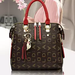 Bolso de mano con letras en inglés para mujer, bolso con asa superior y borlas de cuero PU, bolso de hombro de lujo, bolso de mano de gran capacidad con diseño