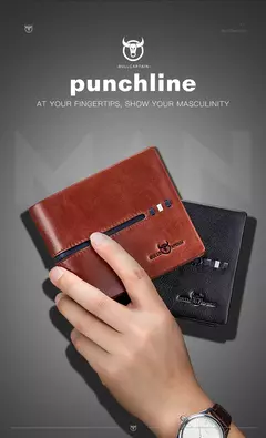 Cartera de cuero genuino BULLCAPTAIN, cartera de negocios de diseñador de marca para hombre, monedero de almacenamiento multifunción, paquete de tarjetas Rfid, cartera para hombre - comprar en línea