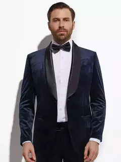 Traje de esmoquin de terciopelo azul medianoche para novio, esmoquin de boda entallado hecho a medida para hombre, chal de satén negro con solapa, último diseño