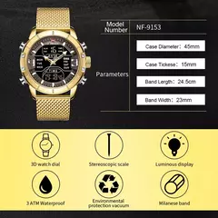 Reloj NAVIFORCE para hombre, marca de lujo, relojes de pulsera deportivos militares de cuarzo para hombre, reloj Digital LED de acero inoxidable, reloj Masculino en internet