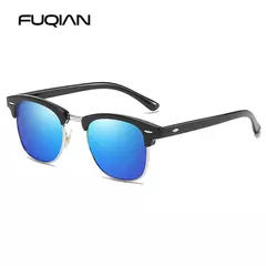Gafas de sol polarizadas clásicas de medio marco para hombres y mujeres, gafas de sol pequeñas con remaches Retro, gafas de sol populares negras antideslumbrantes para viajar en internet
