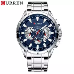 CURREN, nuevo reloj deportivo informal con cronógrafo para hombre, reloj de pulsera con banda de acero inoxidable, reloj de cuarzo con esfera grande y punteros luminosos en internet