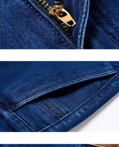 Image of Pantalones vaqueros gruesos de cintura alta para hombre, pantalón recto elástico, informal, de negocios, de marca, estilo clásico, Otoño e Invierno