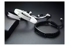 Vnox-pulsera de cadena de cuerda trenzada para hombre, brazalete con nombre personalizado, fecha, cita inicial, grabado personalizado, longitud ajustable