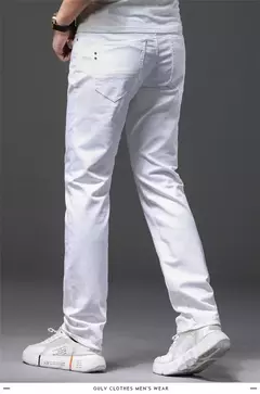 Pantalones vaqueros blancos para hombre, moda informal, estilo clásico, ajustados, suaves, pantalones elásticos avanzados de marca masculina - Eleganzie