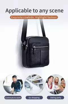 BULLCAPATIN Bolso de hombro de cuero genuino para hombre, maletín tipo mensajero, bolso cruzado, bolso de viaje - Eleganzie