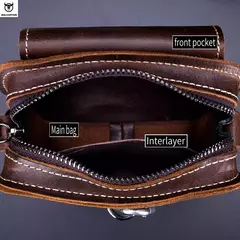 BULLCAPTAIN, riñonera de cuero Crazy Horse para hombre, bolsa para teléfono, riñonera pequeña para hombre, bolso con cinturón para el pecho, mochila YB075 - comprar en línea