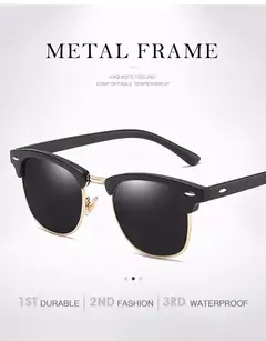 Gafas de sol polarizadas clásicas de medio marco para hombres y mujeres, gafas de sol pequeñas con remaches Retro, gafas de sol populares negras antideslumbrantes para viajar - comprar en línea