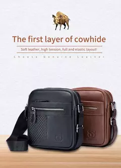 BULLCAPATIN Bolso de hombro de cuero genuino para hombre, maletín tipo mensajero, bolso cruzado, bolso de viaje en internet