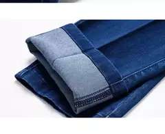 Pantalones vaqueros gruesos de cintura alta para hombre, pantalón recto elástico, informal, de negocios, de marca, estilo clásico, Otoño e Invierno - online store