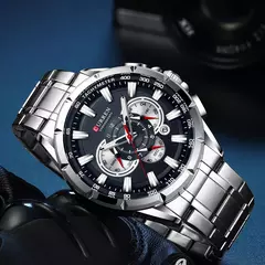 CURREN, nuevo reloj deportivo informal con cronógrafo para hombre, reloj de pulsera con banda de acero inoxidable, reloj de cuarzo con esfera grande y punteros luminosos - comprar en línea
