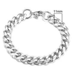 Vnox Wolesale Pulsera de cadena gruesa Miami Curb de 3-11 mm para hombres, pulsera de cadena de eslabones cubanos de acero inoxidable Punk clásico pesado - Eleganzie