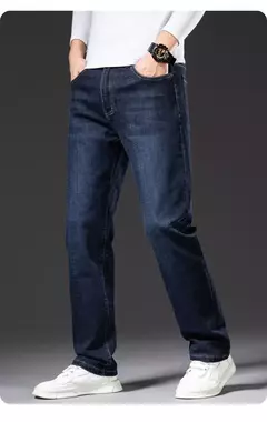 SULEE-pantalones vaqueros de estilo clásico para hombre, Jeans de negocios gruesos, elásticos, rectos, de marca, otoño e invierno, 2021