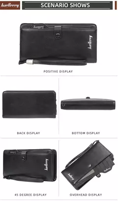 Baellerry-billetera larga a la moda para hombre, tarjetero con cremallera, monedero de cuero, monedero sólido, monedero masculino de alta calidad, 2024 - tienda en línea