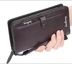 Baellerry-billetera larga a la moda para hombre, tarjetero con cremallera, monedero de cuero, monedero sólido, monedero masculino de alta calidad, 2024 - comprar en línea