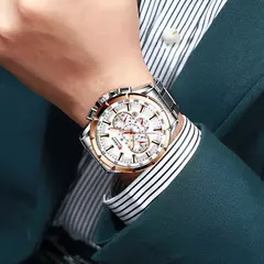 CURREN, nuevo reloj deportivo informal con cronógrafo para hombre, reloj de pulsera con banda de acero inoxidable, reloj de cuarzo con esfera grande y punteros luminosos - comprar en línea