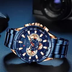 CURREN, nuevo reloj deportivo informal con cronógrafo para hombre, reloj de pulsera con banda de acero inoxidable, reloj de cuarzo con esfera grande y punteros luminosos en internet