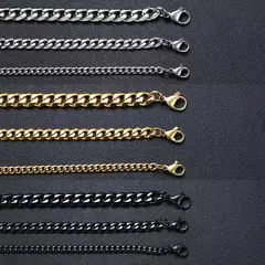 Vnox Wolesale Pulsera de cadena gruesa Miami Curb de 3-11 mm para hombres, pulsera de cadena de eslabones cubanos de acero inoxidable Punk clásico pesado - Eleganzie