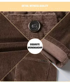 Pantalones informales de pana para hombre, moda de negocios, elásticos, de ajuste Regular, color negro, caqui, café, azul marino, otoño e invierno - Eleganzie