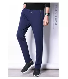 Image of MRMT 2024 nuevos pantalones de primavera y otoño para hombre, pantalones de ocio de algodón de Color puro para hombre, pantalones elásticos con cremallera y bolsillo