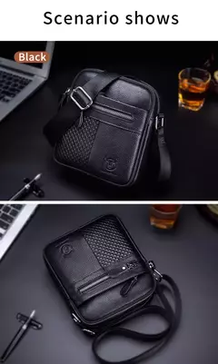 BULLCAPATIN Bolso de hombro de cuero genuino para hombre, maletín tipo mensajero, bolso cruzado, bolso de viaje - tienda en línea