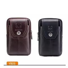 Imagen de BULLCAPTAIN-Bolso de cintura con cinturón de cuero para hombre, riñonera militar Molle, dinero pequeño, paquete de cintura para teléfono, bolsa para riñonera