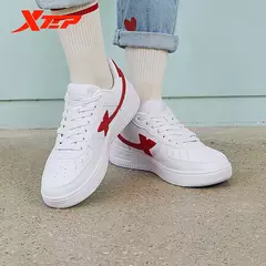 Xtep-zapatos de Skateboarding para mujer, zapatillas antideslizantes para caminar, blancas y negras, duraderas, cómodas, para primavera, 881218319851