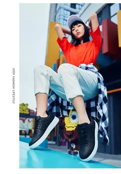 Xtep-zapatos de Skateboarding para mujer, zapatillas antideslizantes para caminar, blancas y negras, duraderas, cómodas, para primavera, 881218319851