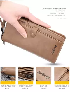 Baellerry-billetera larga a la moda para hombre, tarjetero con cremallera, monedero de cuero, monedero sólido, monedero masculino de alta calidad, 2024 - Eleganzie