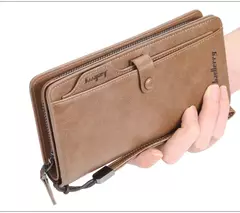 Baellerry-billetera larga a la moda para hombre, tarjetero con cremallera, monedero de cuero, monedero sólido, monedero masculino de alta calidad, 2024 - tienda en línea