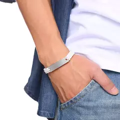 Vnox-pulsera de cadena de cuerda trenzada para hombre, brazalete con nombre personalizado, fecha, cita inicial, grabado personalizado, longitud ajustable - comprar en línea