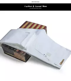 Image of Pantalones vaqueros blancos de corte Regular para hombre de estilo clásico, pantalones vaqueros de algodón elásticos avanzados a la moda de negocios, pantalones de marca para hombre