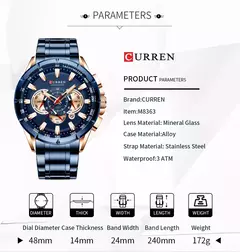 CURREN, nuevo reloj deportivo informal con cronógrafo para hombre, reloj de pulsera con banda de acero inoxidable, reloj de cuarzo con esfera grande y punteros luminosos - Eleganzie