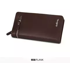 Baellerry-billetera larga de cuero PU con doble cremallera para hombre, bolsillo para teléfono de gran capacidad, cartera clásica multifunción para hombre 2022 - Eleganzie