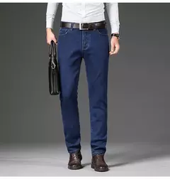Pantalones vaqueros informales de talla grande 42 44 46 a la moda para hombre, pantalones vaqueros clásicos de negocios rectos elásticos, pantalones de primavera y otoño de marca masculina - buy online
