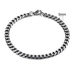 Imagen de Vnox Basic 3/5/7/9/11mm ancho Curb pulseras de cadena de eslabones cubanos para hombres, joyería de mujer, regalos de pulsera de acero inoxidable antialérgico